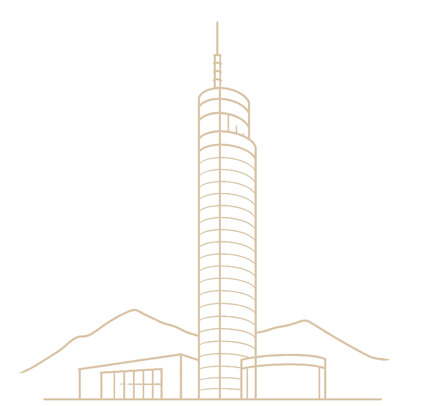 Linienzeichnung des JenTower in Jena